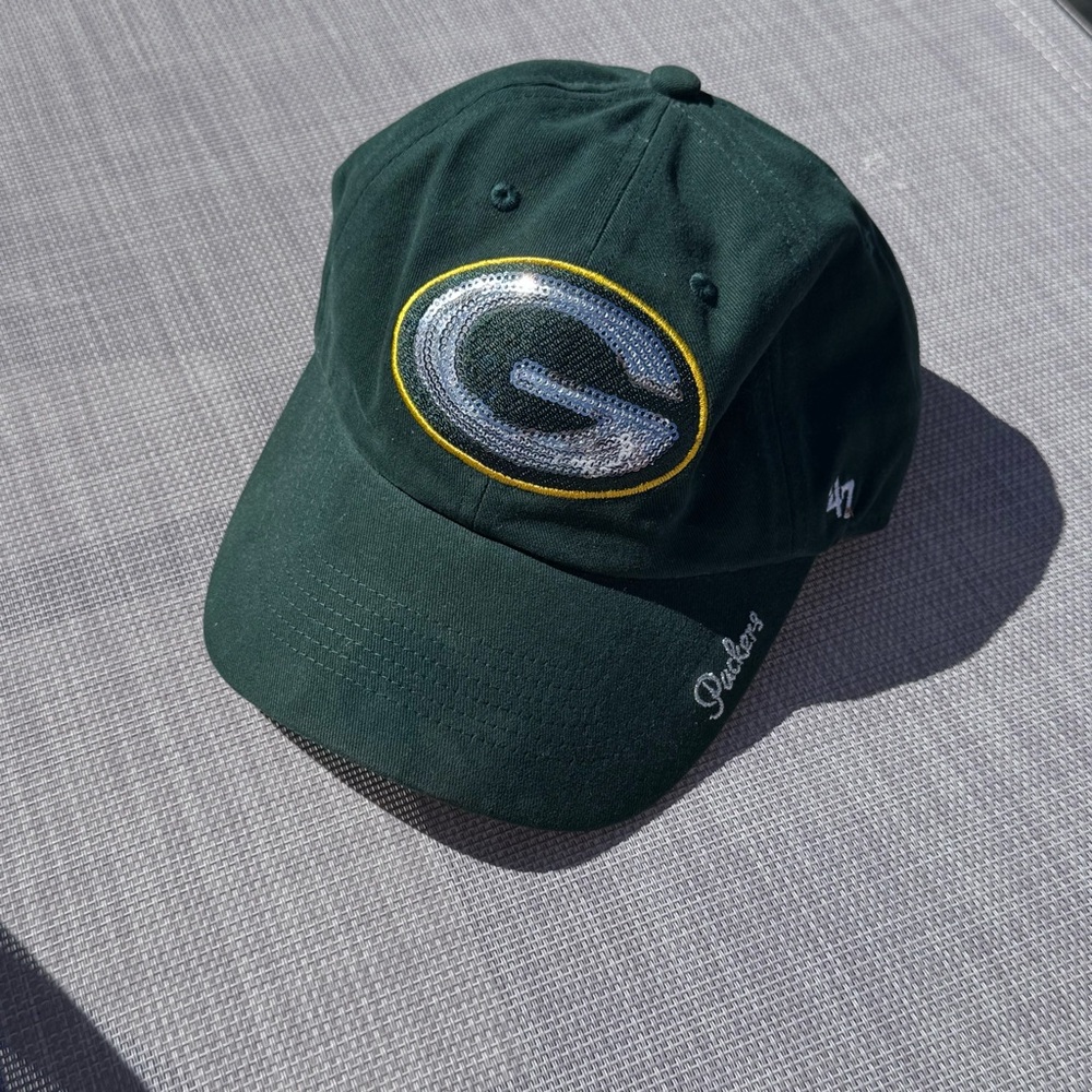 Green Bay Packers Women's Adjustable Baseball Cap NFL Football 47 Sequins Logo